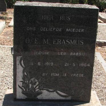 ERASMUS O.E.M. nee BABST 1919-1964