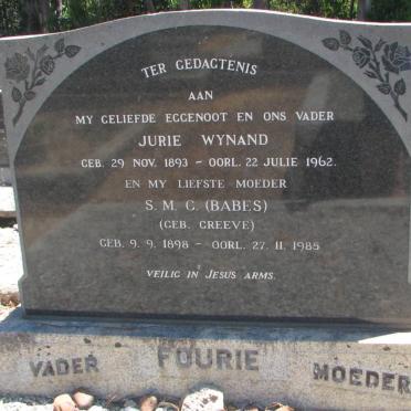 FOURIE Jurie Wynand 1893-1962 &amp; S.M.C. GREEVE 1898-1985