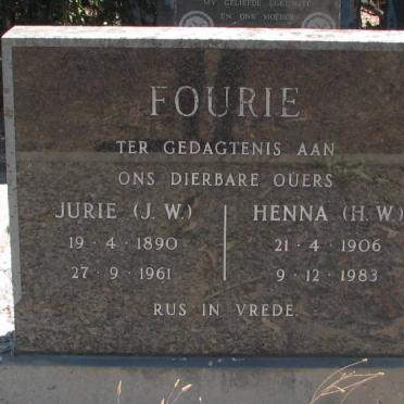FOURIE J.W. 1890-1961 &amp; H.W. 1906-1983