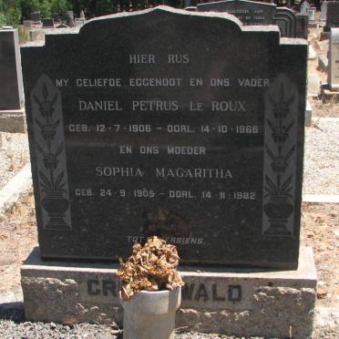 GROENEWALD Daniel Petrus Le Roux 1906-1966 &amp; Sophia Margaritha 1905-1982