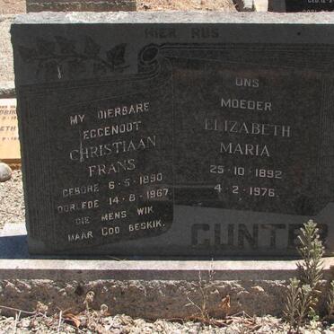 GUNTER Christiaan Frans 1890-1967 &amp; Elizabeth Maria 1892-1976