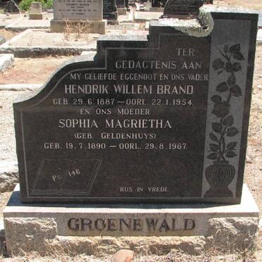 GROENEWALD Hendrik Willem Brand 1887-1954 &amp; Sophia Magrietha GELDENHUYS 1890-1967