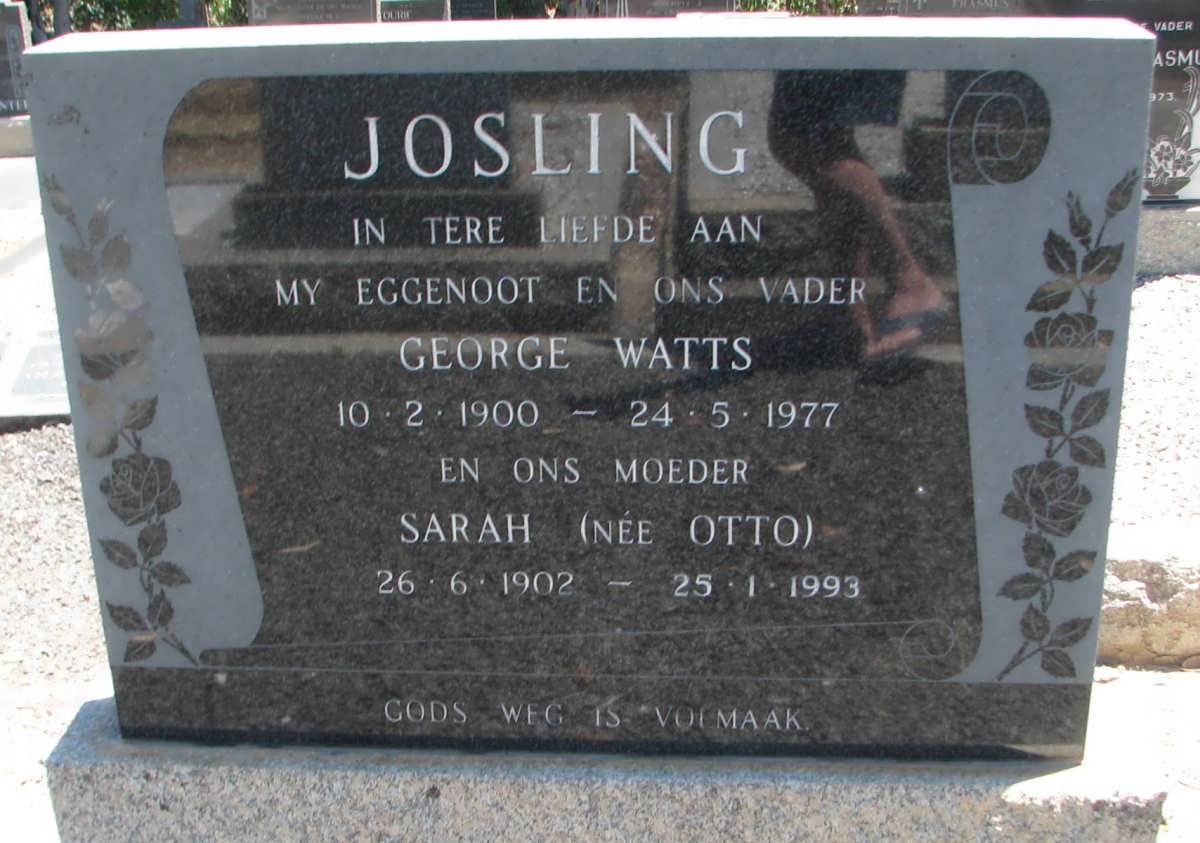 JOSLING George Watts 1900-1977 &amp; Sarah OTTO 1902-1993