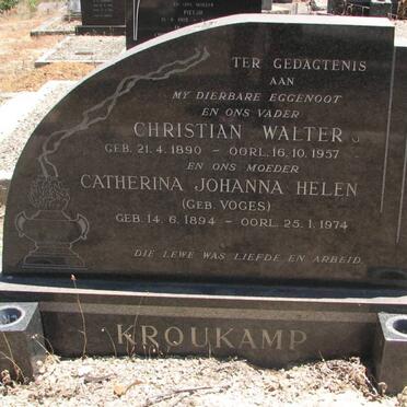 KROUKAMP Christian Walter 1890-1957 &amp; Catherina Johanna Helen VOGES 1894-1974