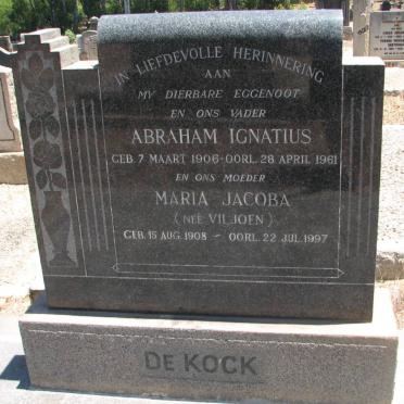 KOCK Abraham Ignatius, de 1906-1961 &amp; Maria Jacoba VILJOEN 1908-1997