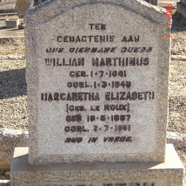 SINGLETON William Mathinus 1841-1949 &amp; Margaretha Elizabeth LE ROUX 1897-1961