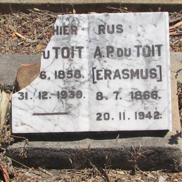 TOIT Floris Johannes, du 1858-1930 &amp; Anna Petronella ERASMUS 1866-1942