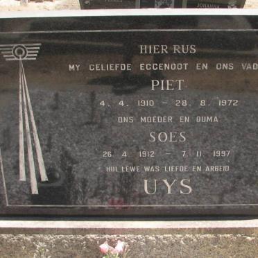 UYS Piet 1910-1972 &amp; Soes 1912-1997