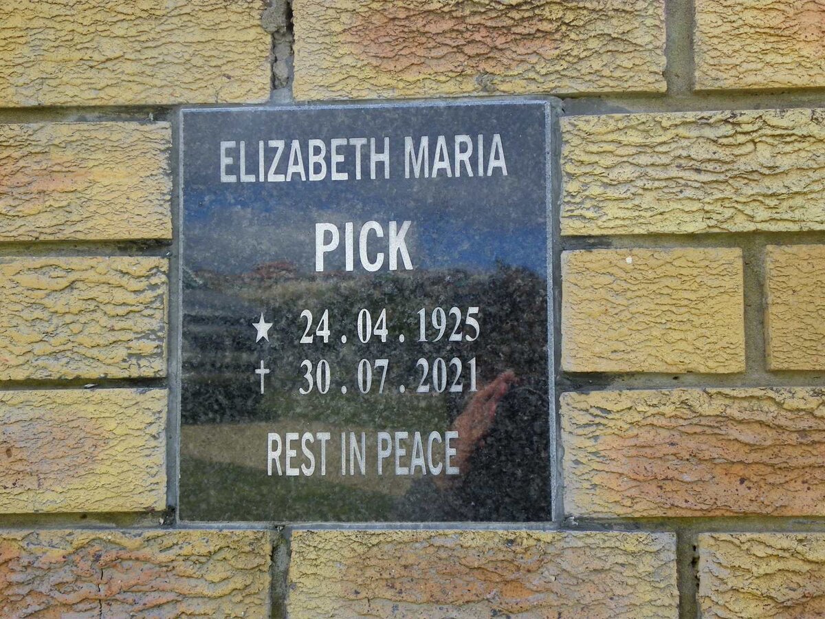 PICK Elizabeth Maria 1925-2021
