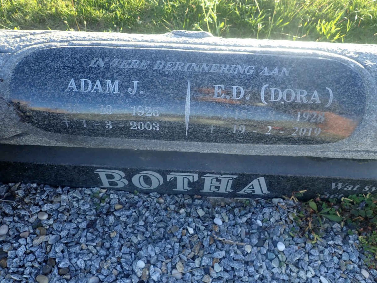 BOTHA Adam J. 1925-2003 &amp; E.D. 1928-2019