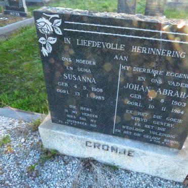 CRONJE Johan Abraham 1903-1964 &amp; Susanna 1908-1985