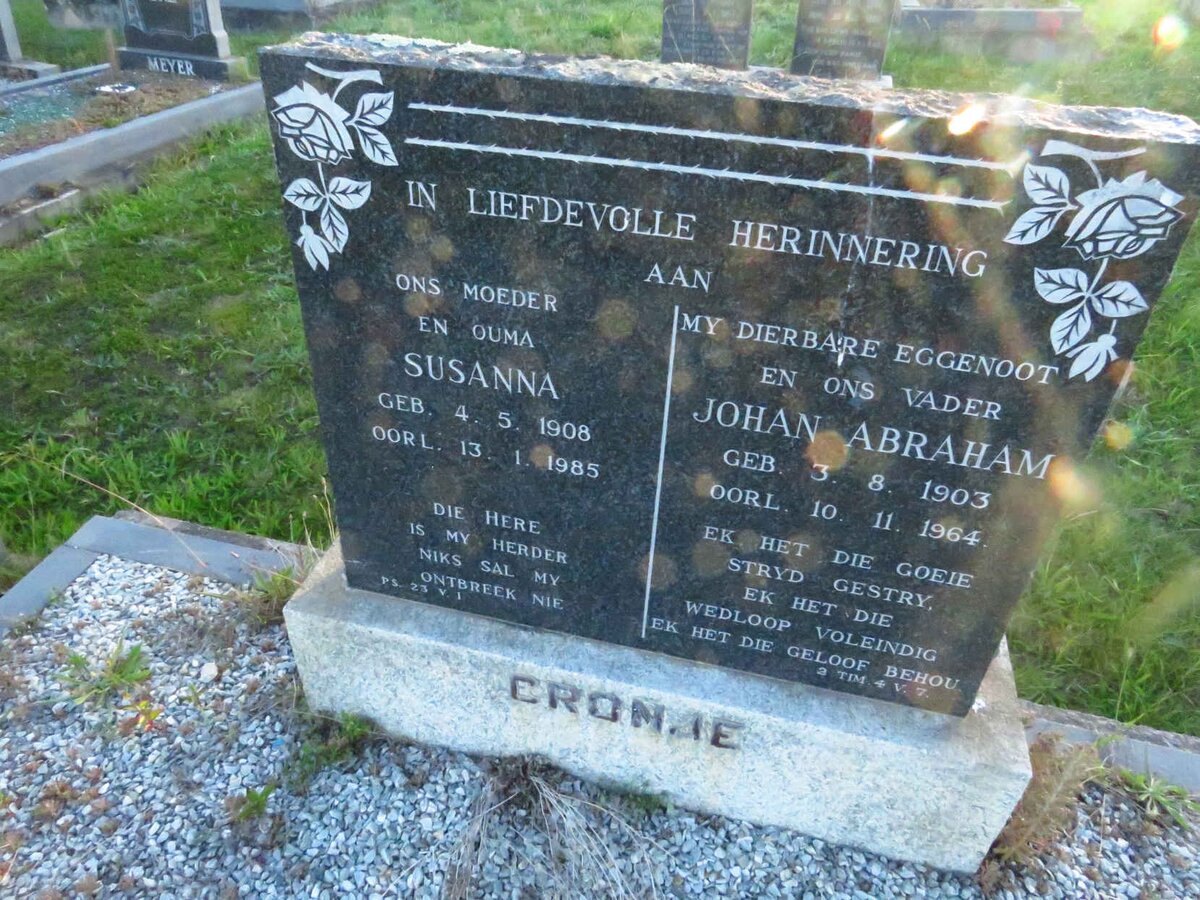 CRONJE Johan Abraham 1903-1964 &amp; Susanna 1908-1985
