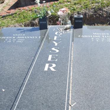 GEYSER Frederick Johannes T. 1905-1987 &amp; Caroline Elizabeth 1910-1987 