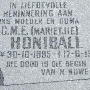 HONIBALL C.M.E. 1895-1990