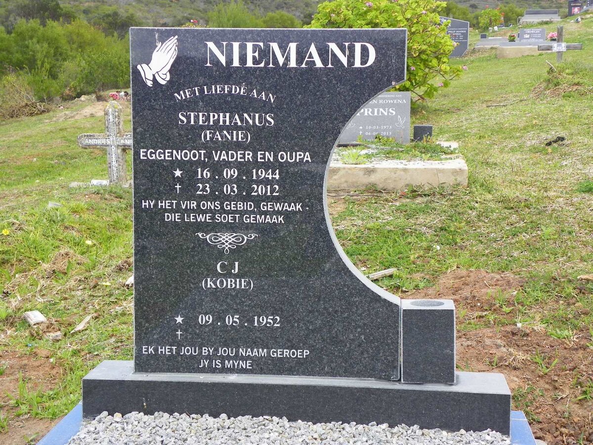 NIEMAND Stephanus 1944-2012 &amp; C.J. 1952-