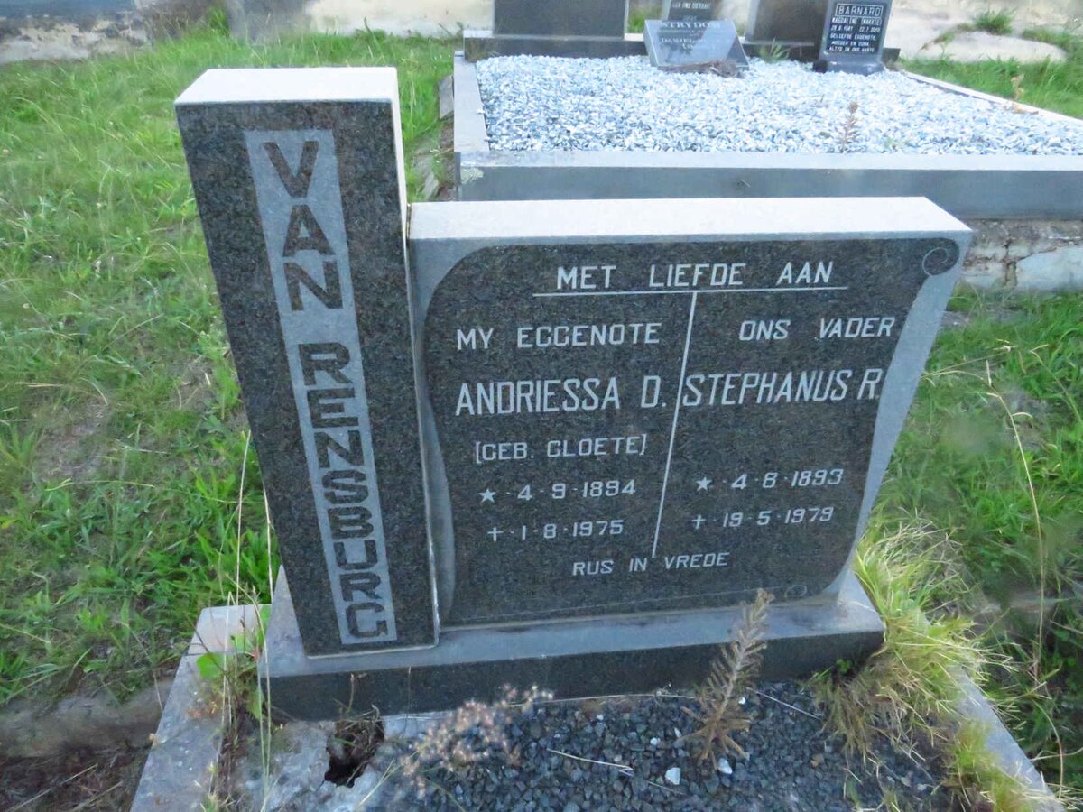 RENSBURG Stephanus R., van 1893-1979 & Andriessa D. CLOETE 1894-1975