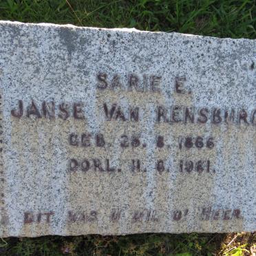 RENSBURG Sarie E., Janse van 1866-1961