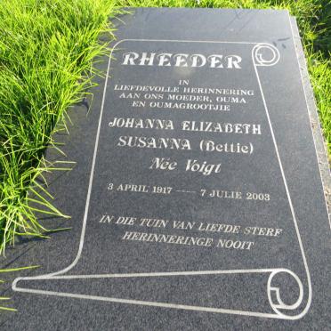RHEEDER Johanna Elizabeth Susanna nee VOIGT 1917-2003