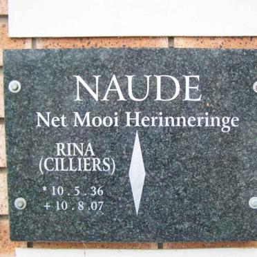 NAUDE Rina nee CILLIERS 1936-2007