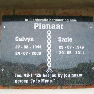 PIENAAR Calvyn 1944-2009 &amp; Sarie 1946-2011