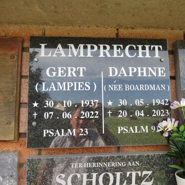 LAMPRECHT Gert 1937-2022 & Daphne BOARDMAN 1942-2023