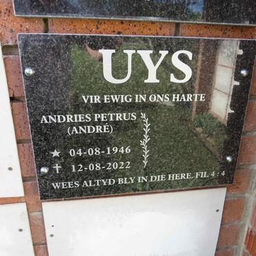 UYS Andries Petrus 1946-2022