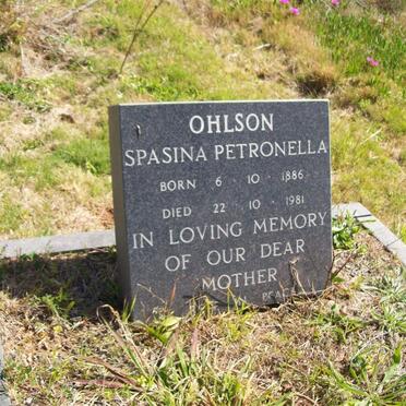 OHLSON Spasina Petronella 1886-1981