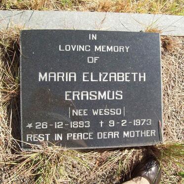 ERASMUS Maria Elizabeth nee WESSO 1893-1973