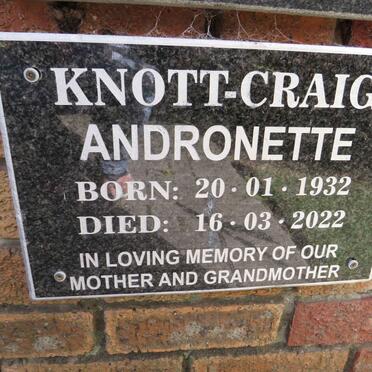 CRAIG Andronette, KNOTT- 1932-2022