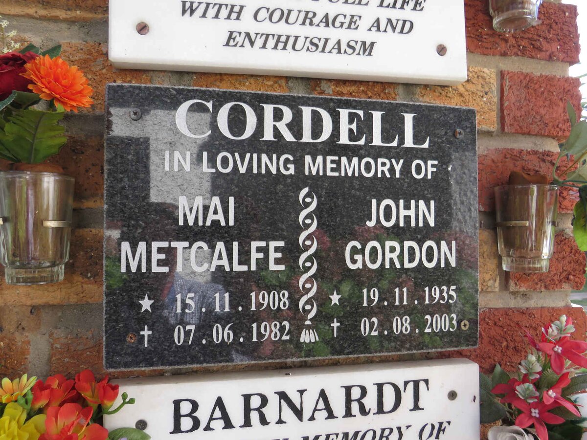 CORDELL Mai Metcalf 1908-1982 :: CORDELL John Gordon 1935-2003