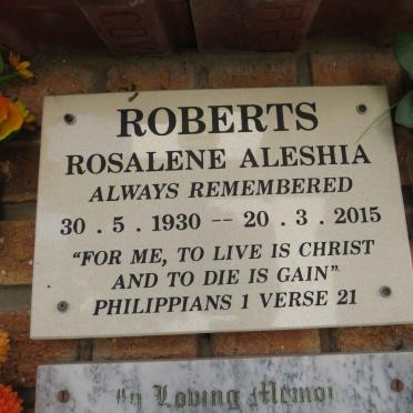 ROBERTS Rosalene Aleshia 1930-2015