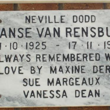 RENSBURG Neville Dodd, Janse van 1925-1992