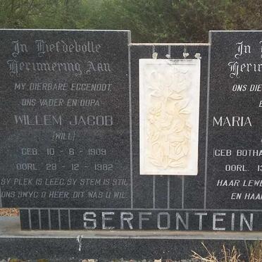 SERFONTEIN Willem Jacob 1909-1982 &amp; Maria Wilhelmina BOTHA 1913-1983