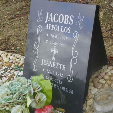 JACOBS Appollos 1925-2006 &amp; Jeanette 1932-2015