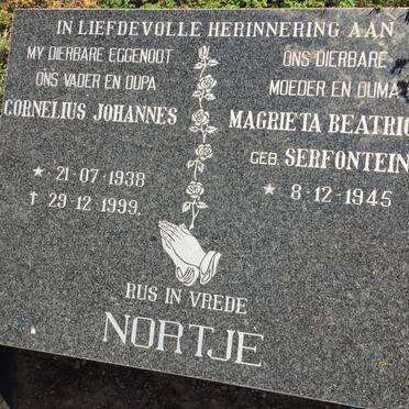 NORTJE Cornelius Johannes 1938-1999 &amp; Magrieta Beatrice SERFONTEIN 1945-