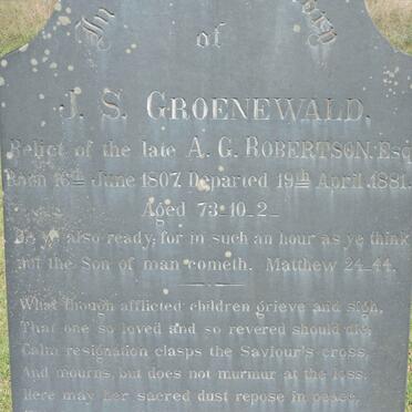 ROBERTSON J.S. nee GROENEWALD 1807-1881