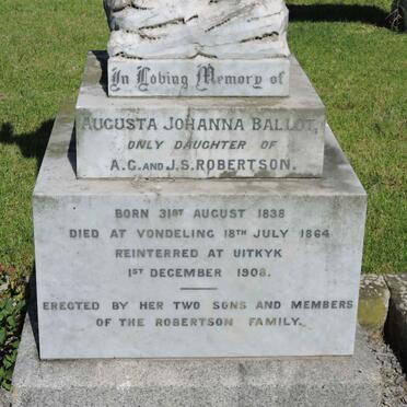 BALLOT Augusta Johanna nee ROBERTSON 1838-1864