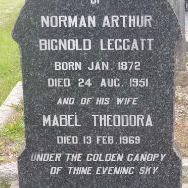 LEGGATT Norman Arthur Bignold 1872-1951 &amp; Mabel Theodora -1969