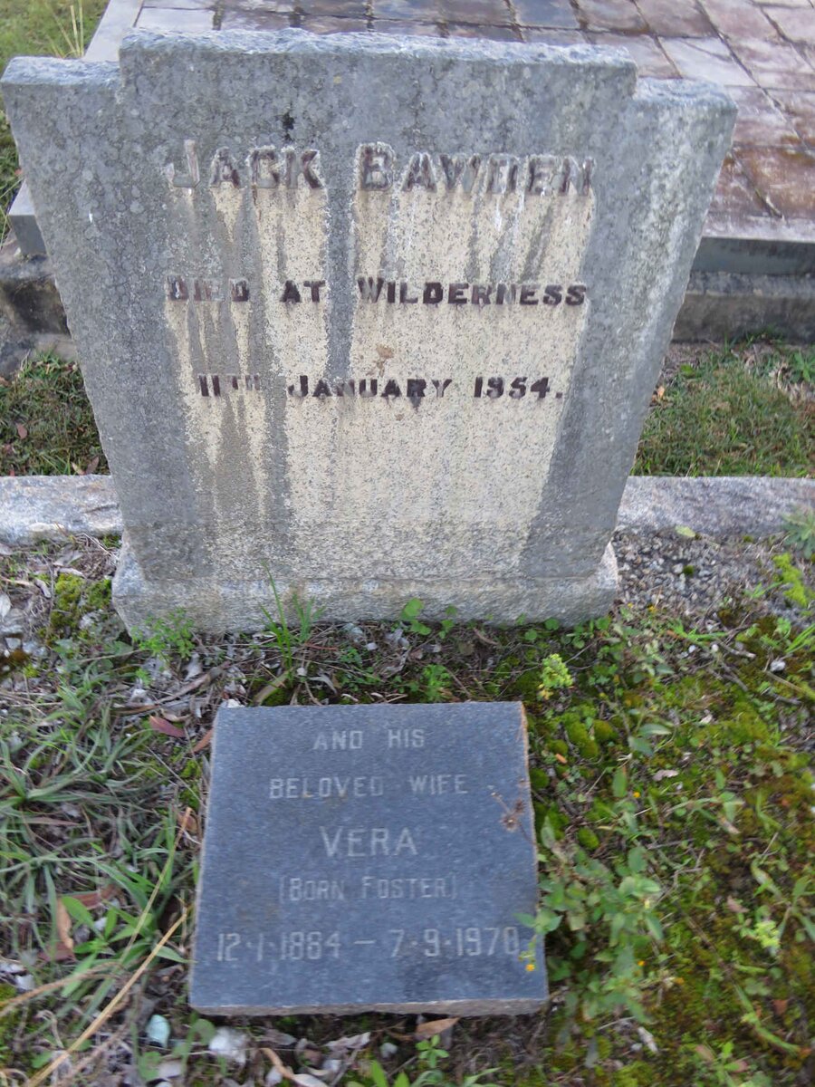 BAWDEN Jack -1954 &amp; Vera FOSTER 1884-1970