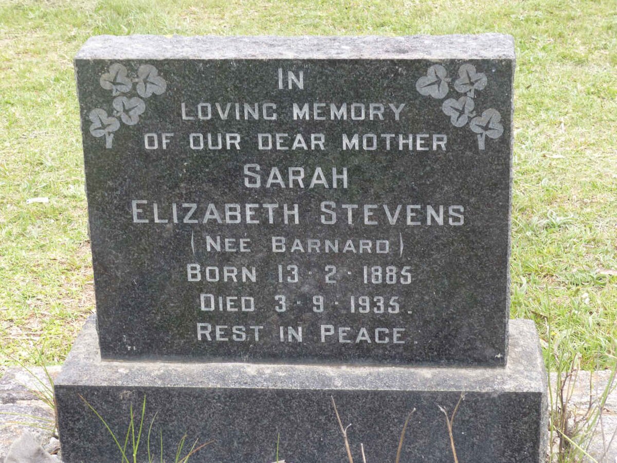 STEVENS Sarah Elizabeth nee BARNARD 1885-1935