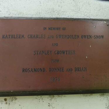 SNOW Kathleen, OWEN :: OWEN-SNOW Charles :: OWEN-SNOW Gwendolen :: CROWTHER Stanley