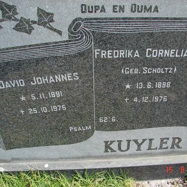 KUYLER David Johannes 1891-1975 &amp; Frederika Cornelia M. SCHOLTZ 1898-1976