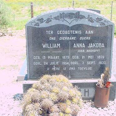 WELSH William 1875-1954 &amp; Anna Jakoba BOSHOFF 1876-1937