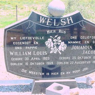 WELSH William Louis 1903-1969 &amp; Johanna Jacoba 1910-1998