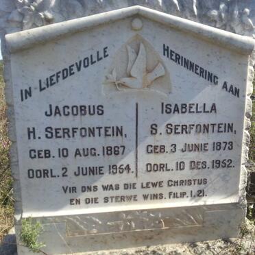 SERFONTEIN Jacobus H. 1867-1954 &amp; Isabella S. 1873-1952