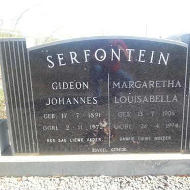 SERFONTEIN Gideon Johannes 1891-1972 &amp; Margaretha Louisabella 1906-1994