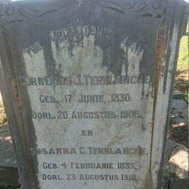 TERBLANCHE Cornelius 1830-1908 &amp; Susanna C. 1835-1910