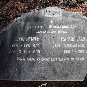 KEYSER John Henry 1877-1965 &amp; Francis Judith RAUBENHEIMER 1877-1966