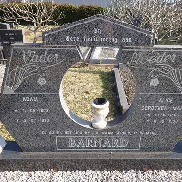 BARNARD Adam 1900-1990 & Alice Dorothea Maria 1902-1989