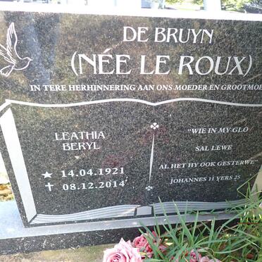BRUYN Leathia Beryl, de nee LE ROUX 1921-2014